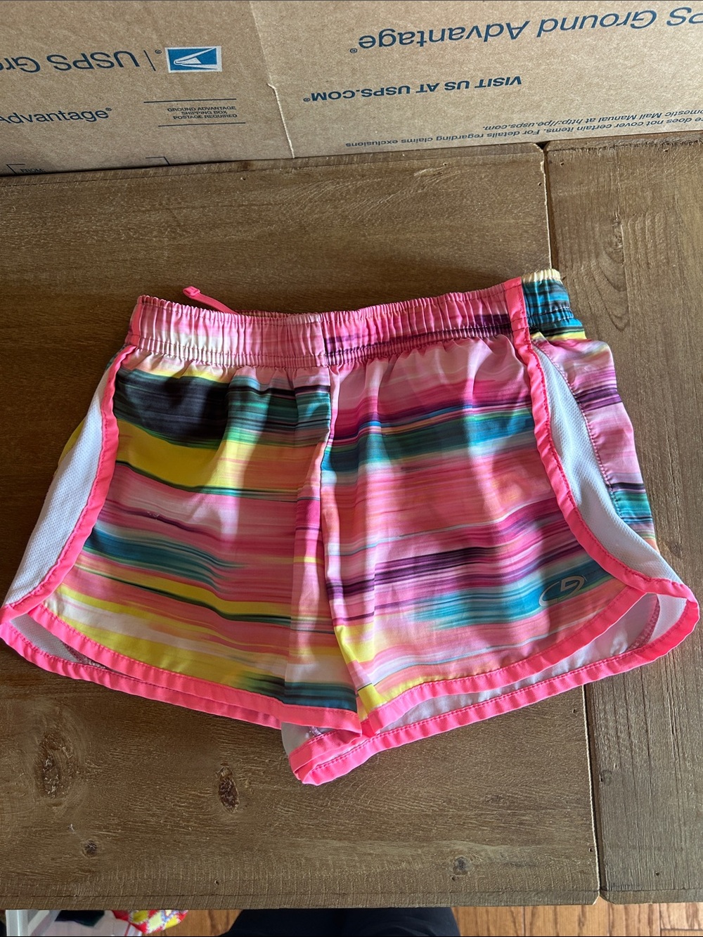 Champion Girls Pink Multicolor Striped Athletic Shorts